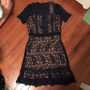 DO+BE navy lace dress with high neck